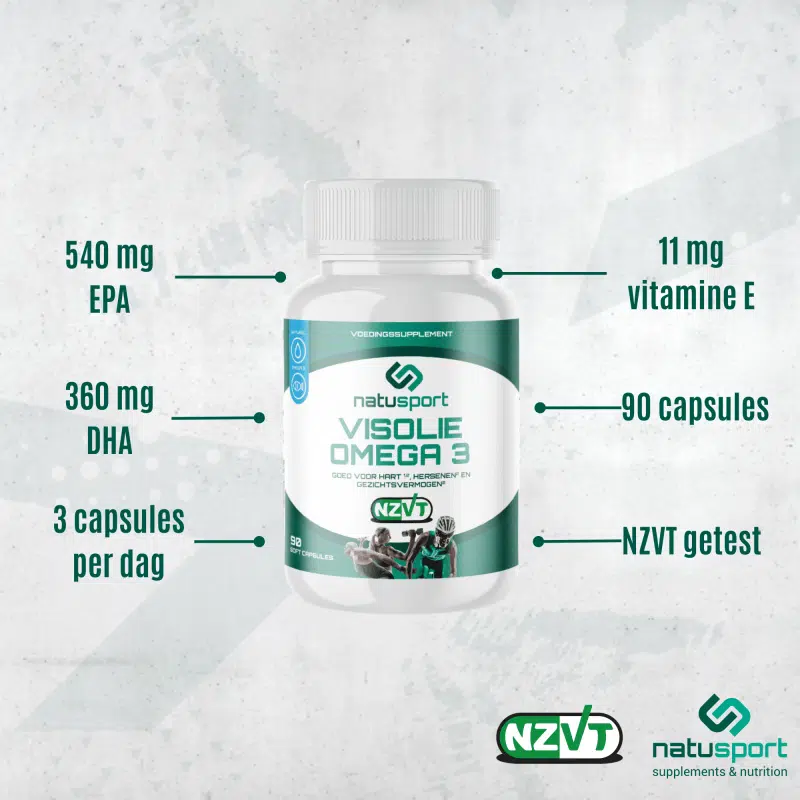 Natusport Visolie Omega-3 met EPA, DHA en vitamine E. NZVT gekeurd