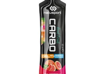 Natusport Real fruit carbo gel pink grapefruit - cafeïne (verpakking)