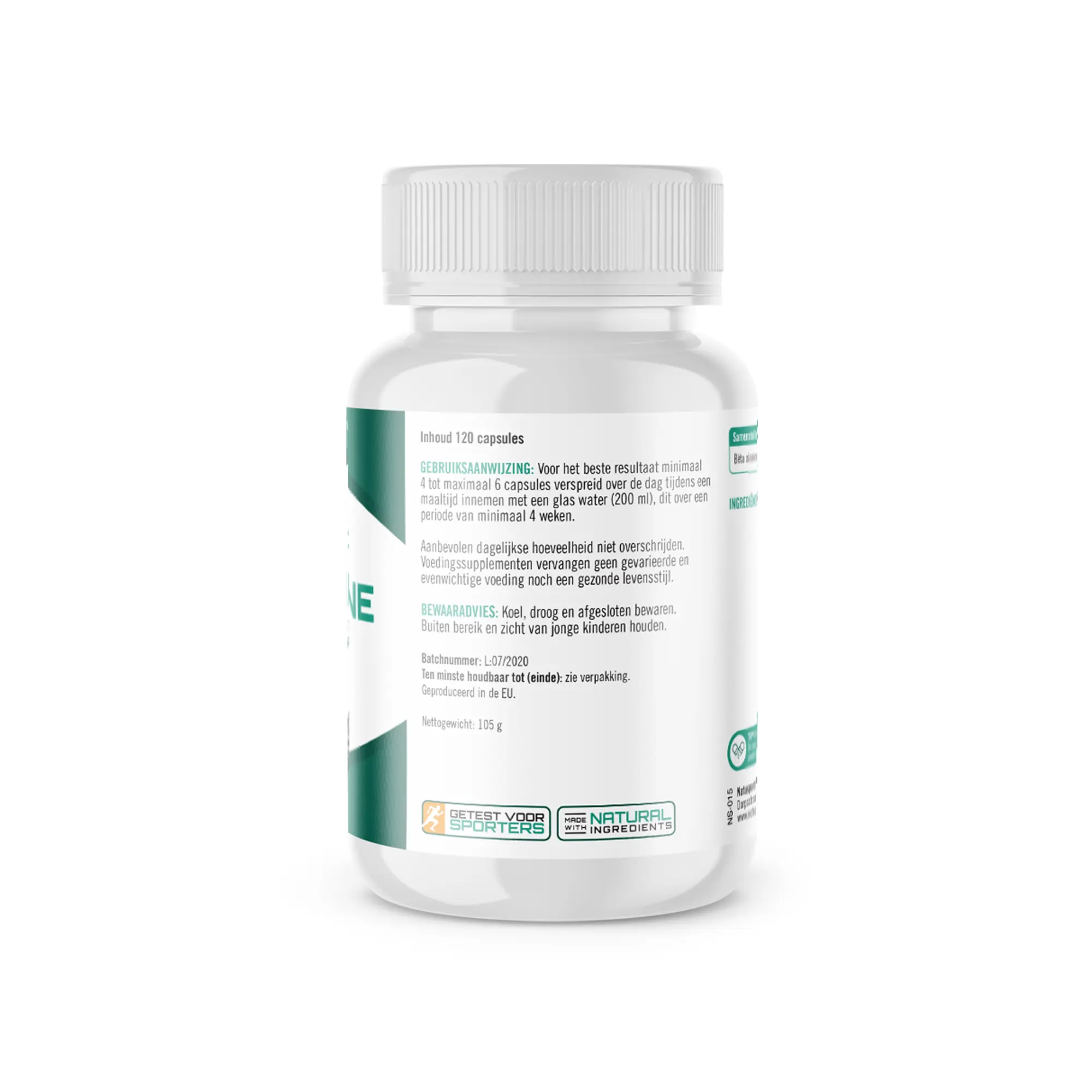 Achterkant verpakking Natusport Beta Alanine