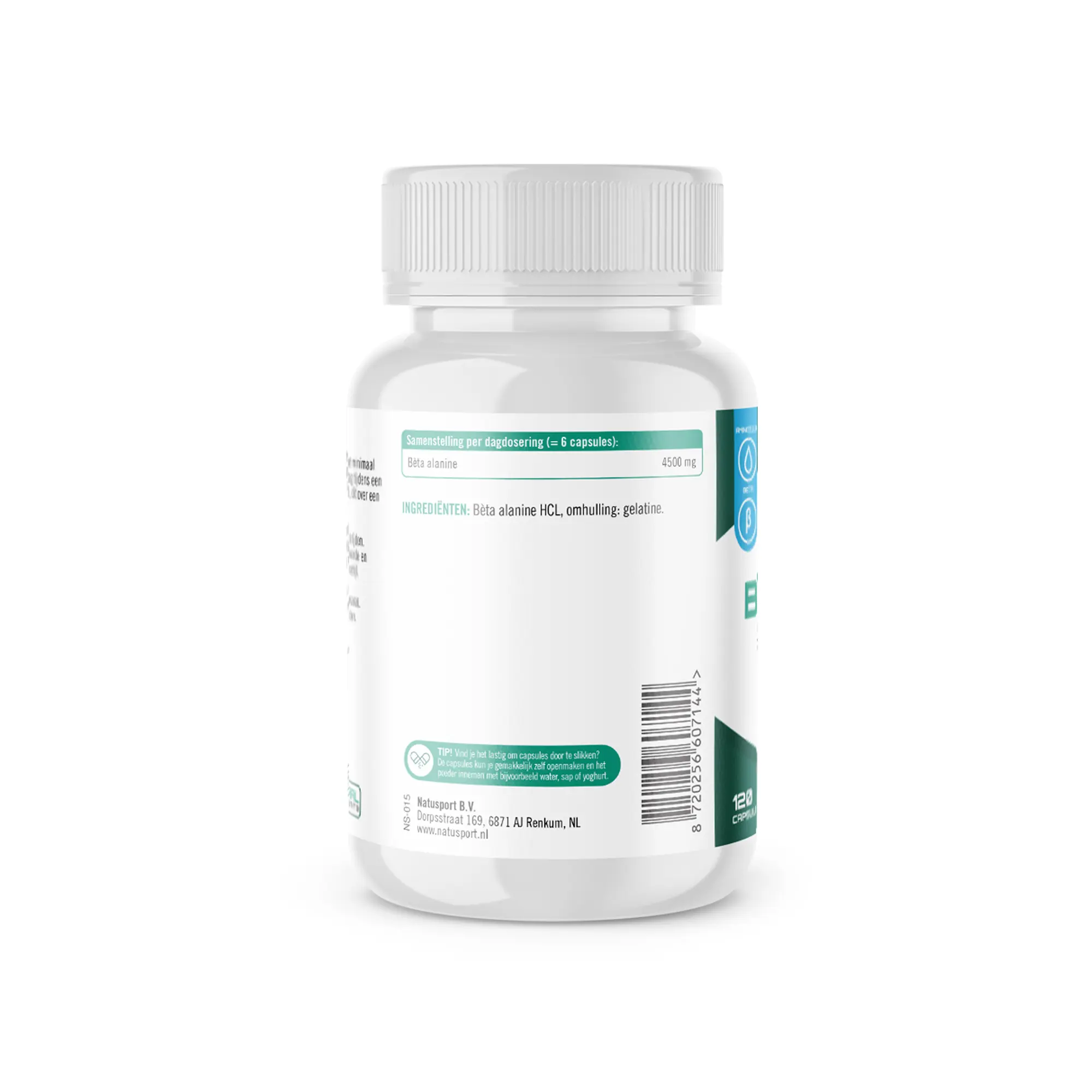 Achterkant verpakking Natusport Beta Alanine