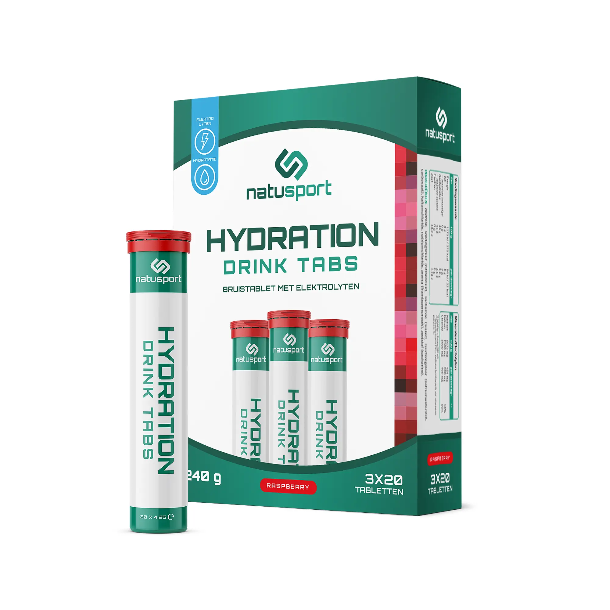 Verpakking Natusport Hydration Drink Tabs Raspberry