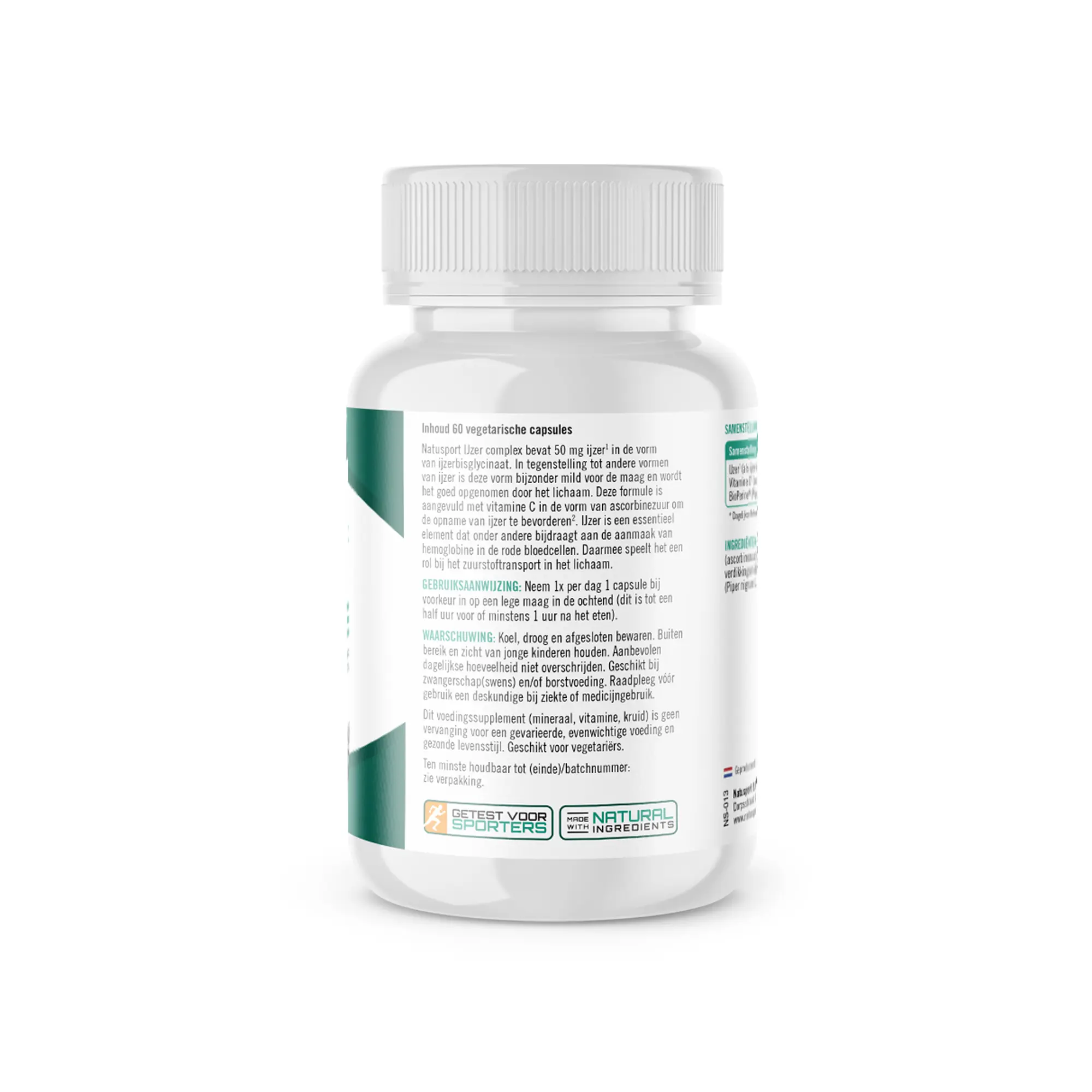 Achterkant verpakking Natusport IJzer complex