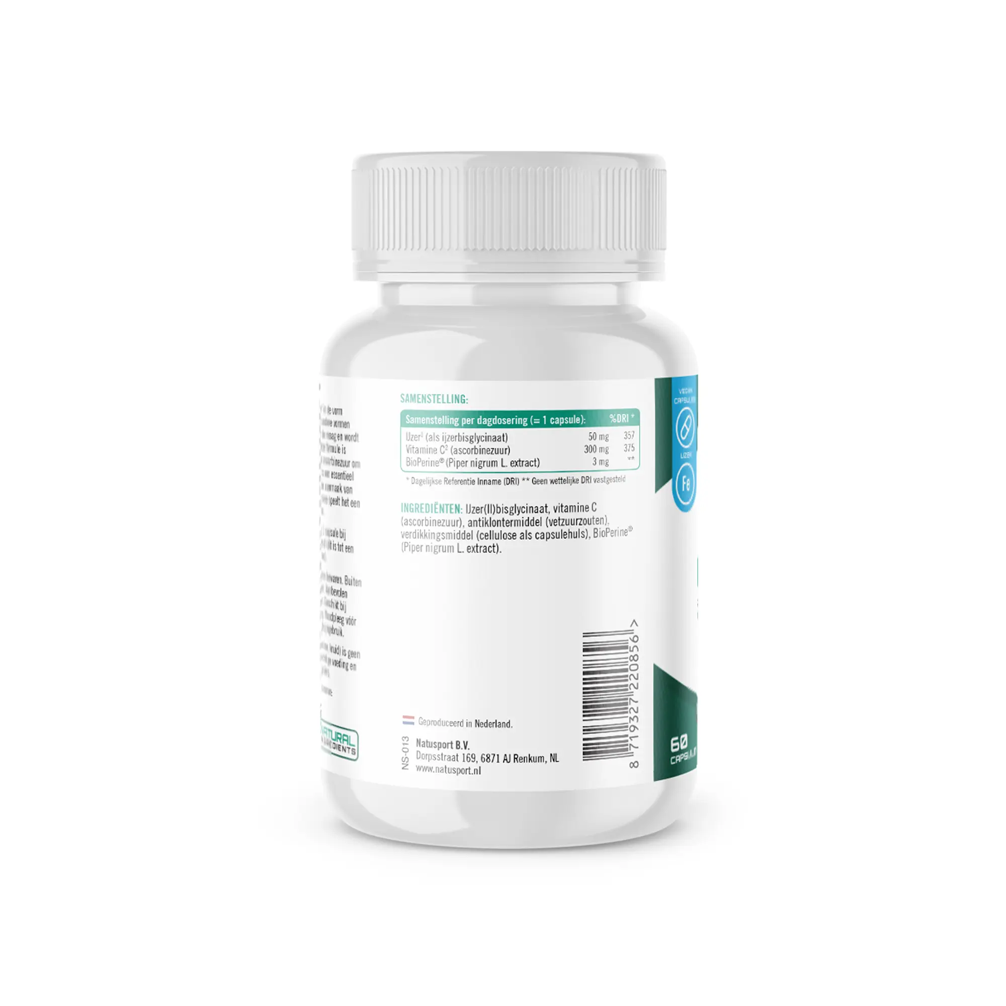 Achterkant verpakking Natusport IJzer complex