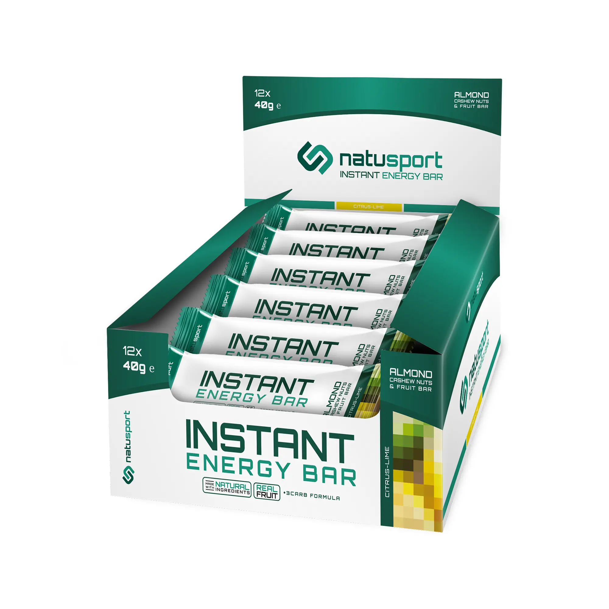 Natusport Instant Energy Bar Citrus - Lime, 12 stuks.