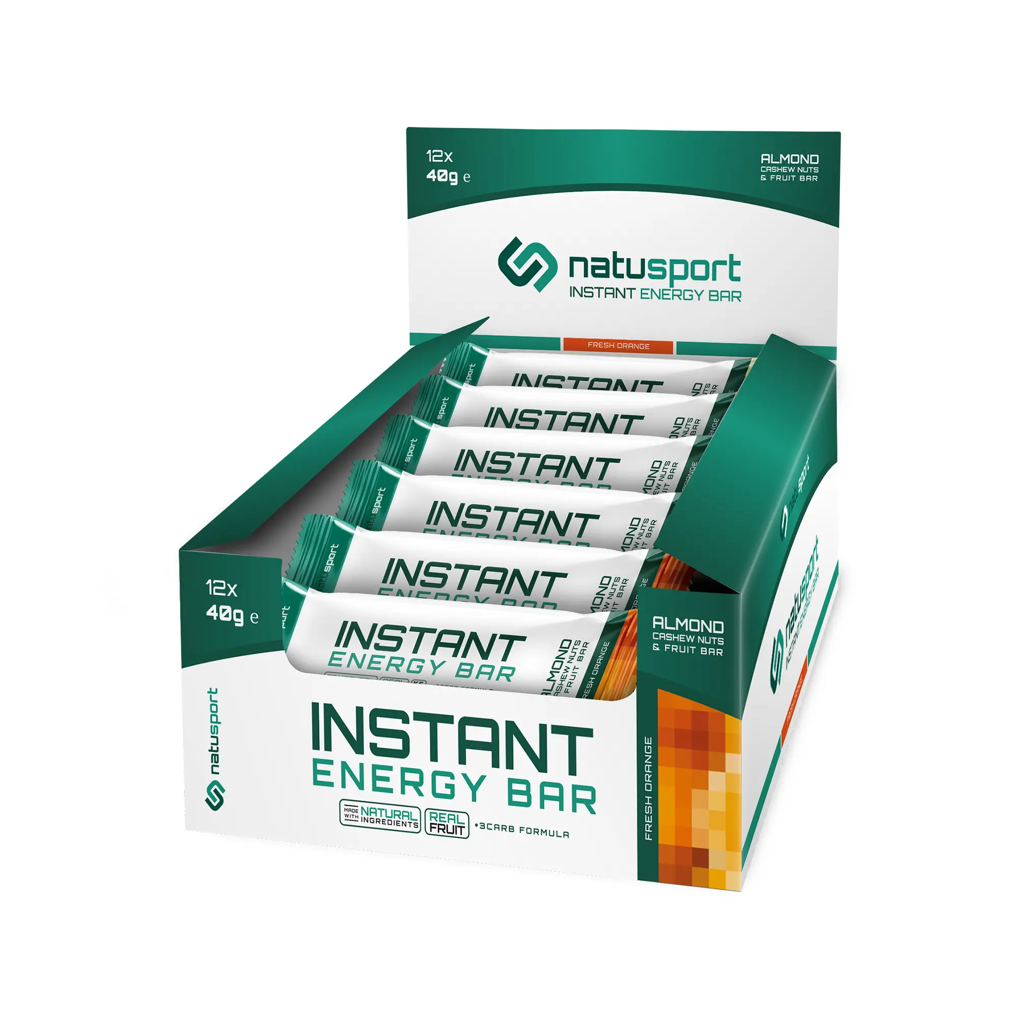Natusport Instant Energy Bar Fresh Orange, 12 stuks.