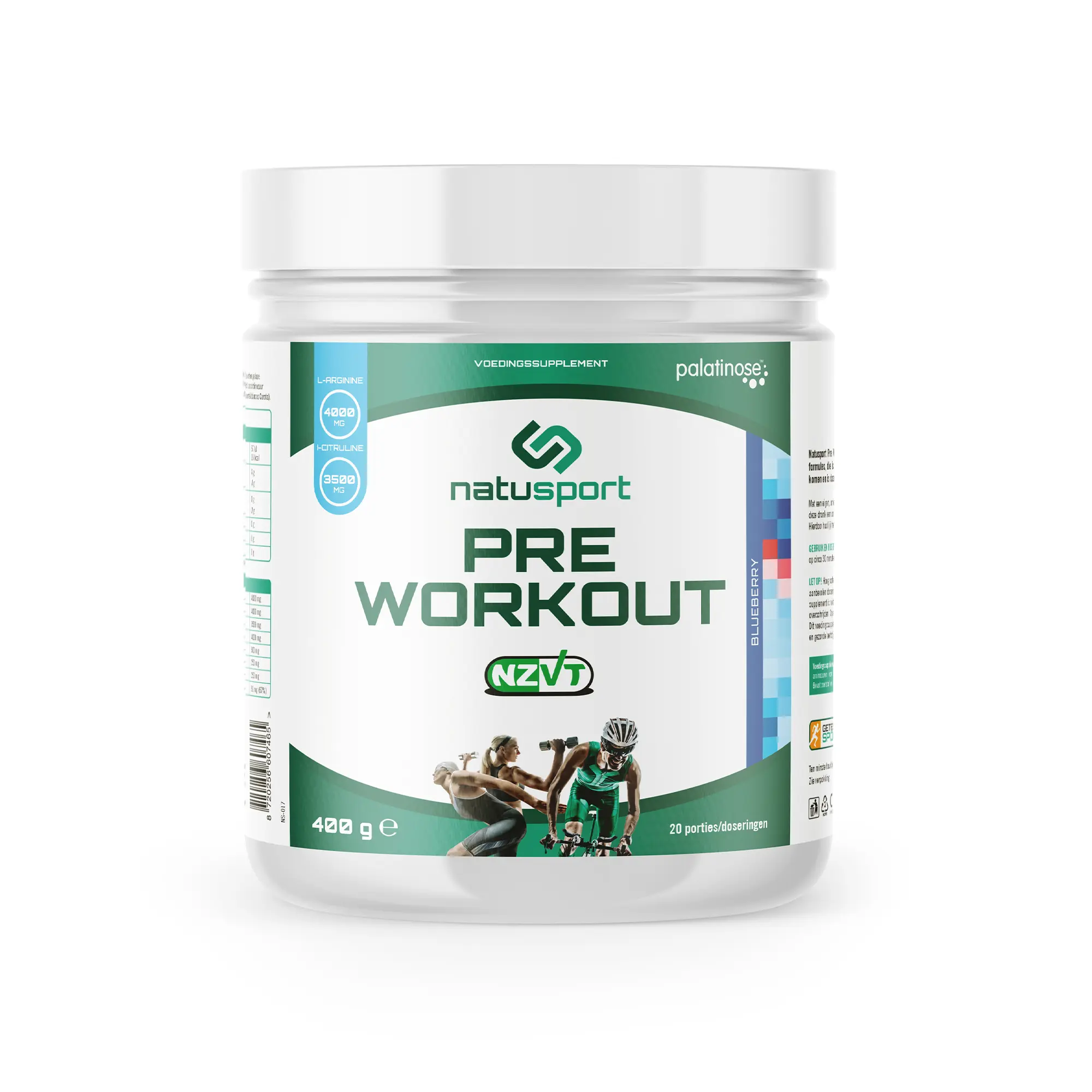 Verpakking Natusport Pre Workout Blueberry