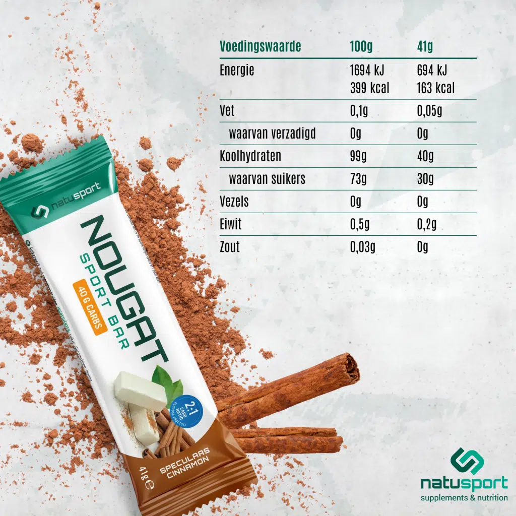 Natusport Nougat Speculaas-cinnamon voedingswaardetabel