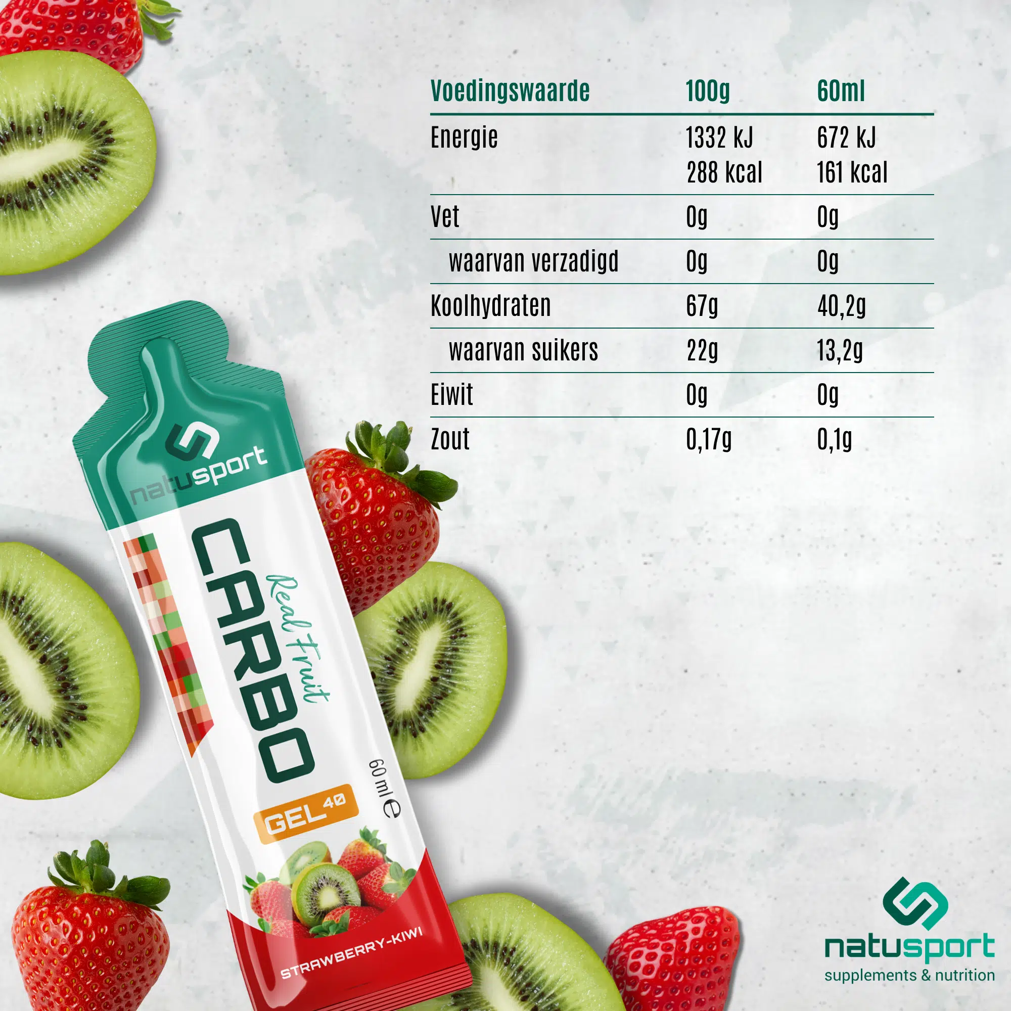 Losse Real Fruit Carbo Gel - Strawberry - Kiwi - Afbeelding 3